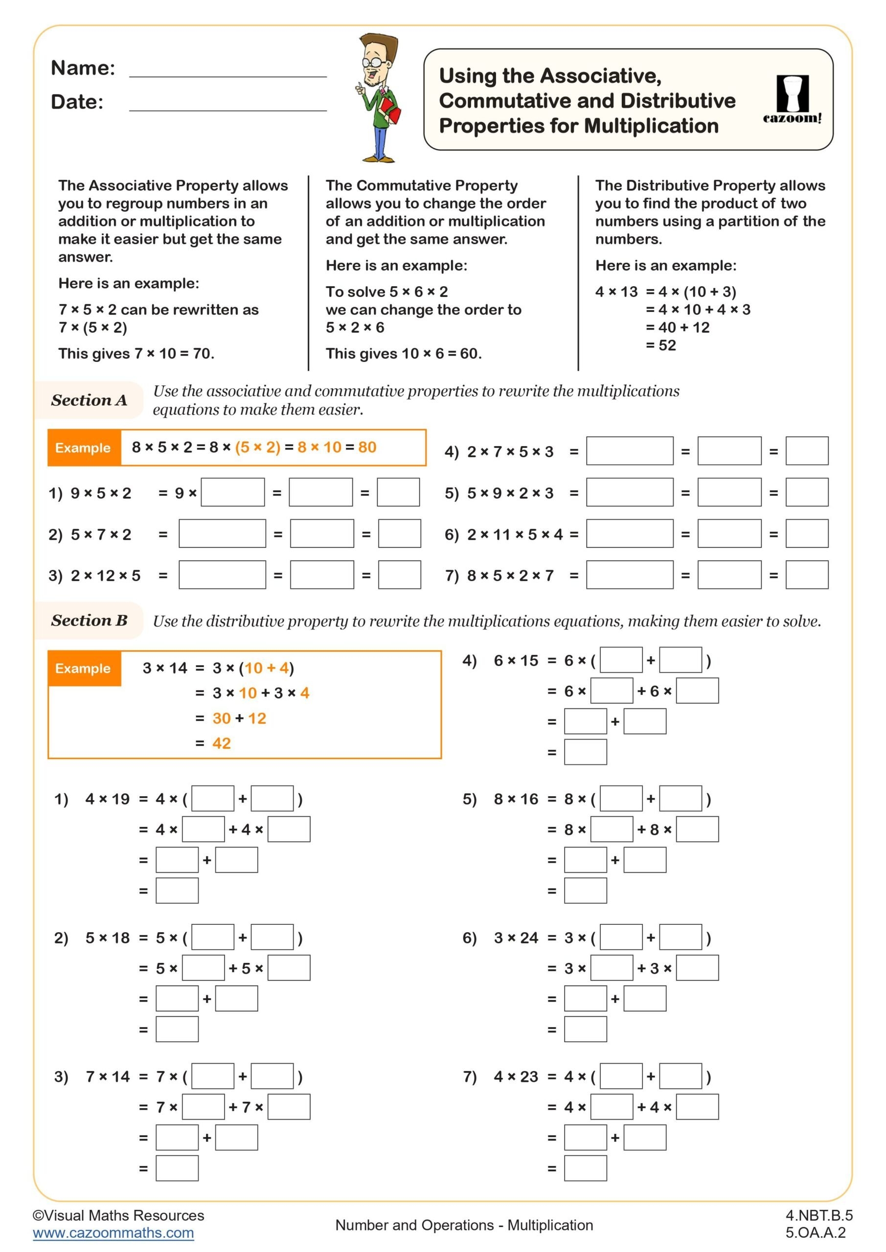 Using The Associative Commutative And Distributive Properties For 