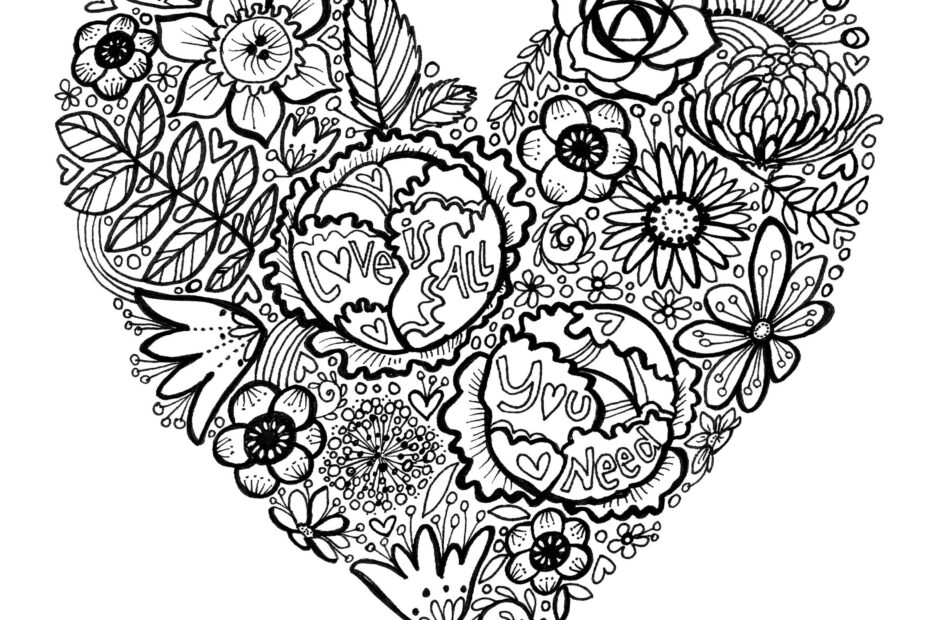 VALENTINE Coloring Page Digital Download Printable File Coloring Pages