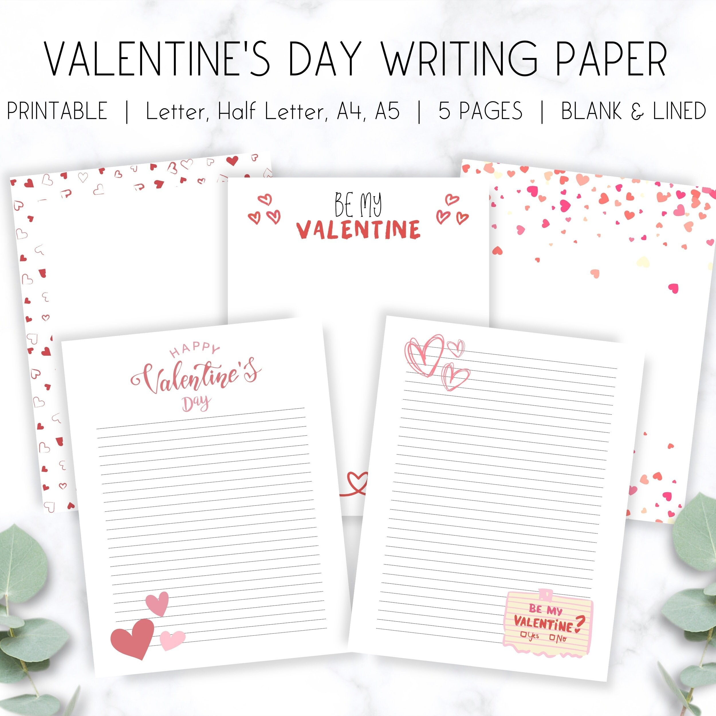 Valentine s Day Writing Paper Stationery Printable Lined Notes 
