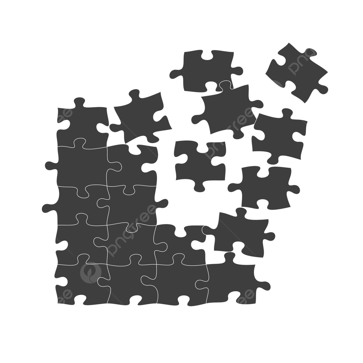Vector Illustration Jigsaw Puzzle Blank Template With 30 Puzzle Pieces Set Vector Step Game Plot PNG And Vector With Transparent Background For Free Download