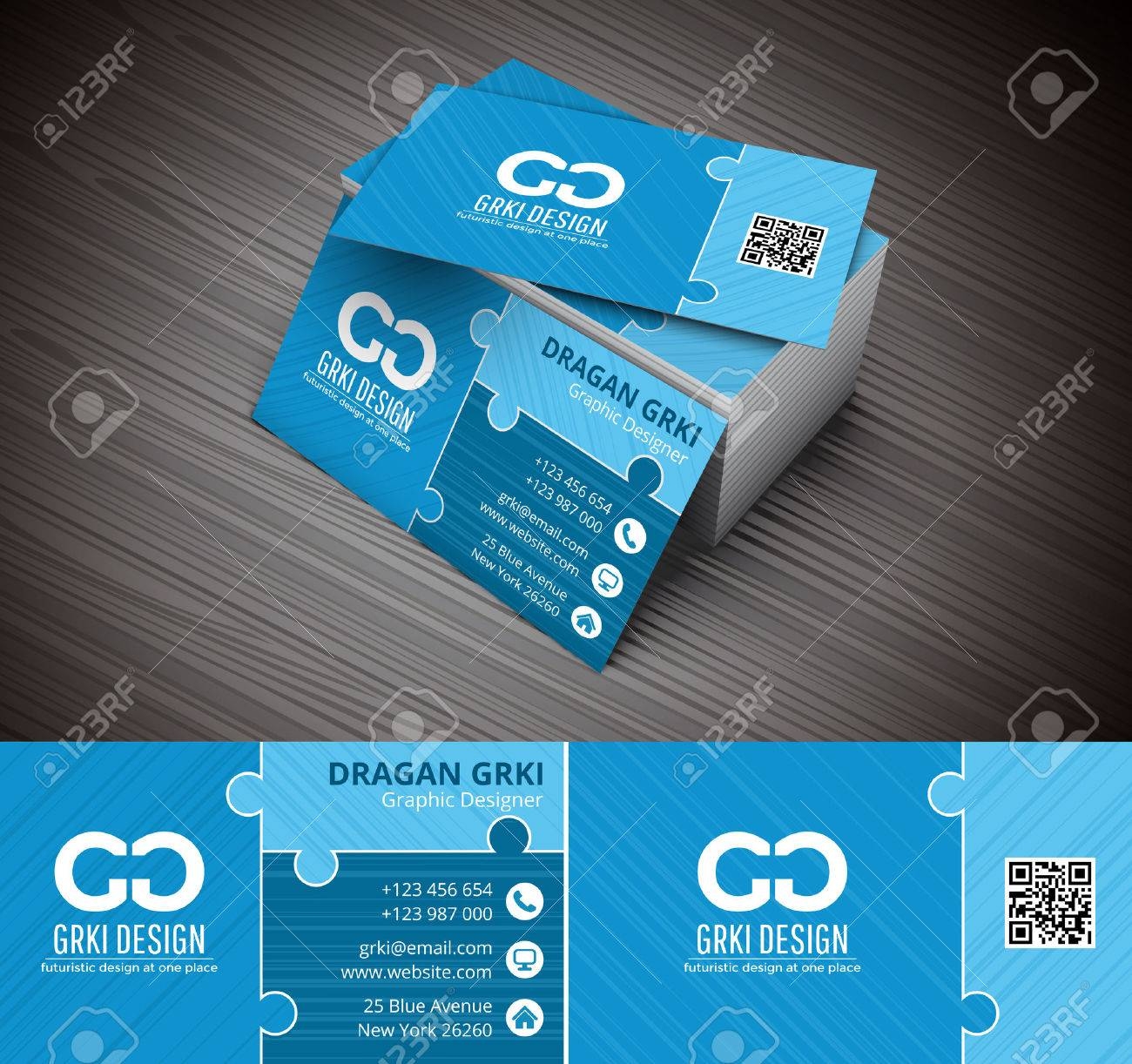 Vector Illustration Of Business Card Made Of Puzzle Royalty Free SVG Cliparts Vectors And Stock Illustration Image 44955708 