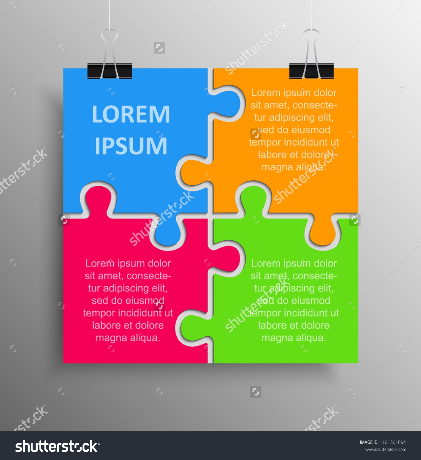 Vector Jigsaw Puzzle Poster Template Hanging Stock Vector Royalty Free 1101301094 Shutterstock