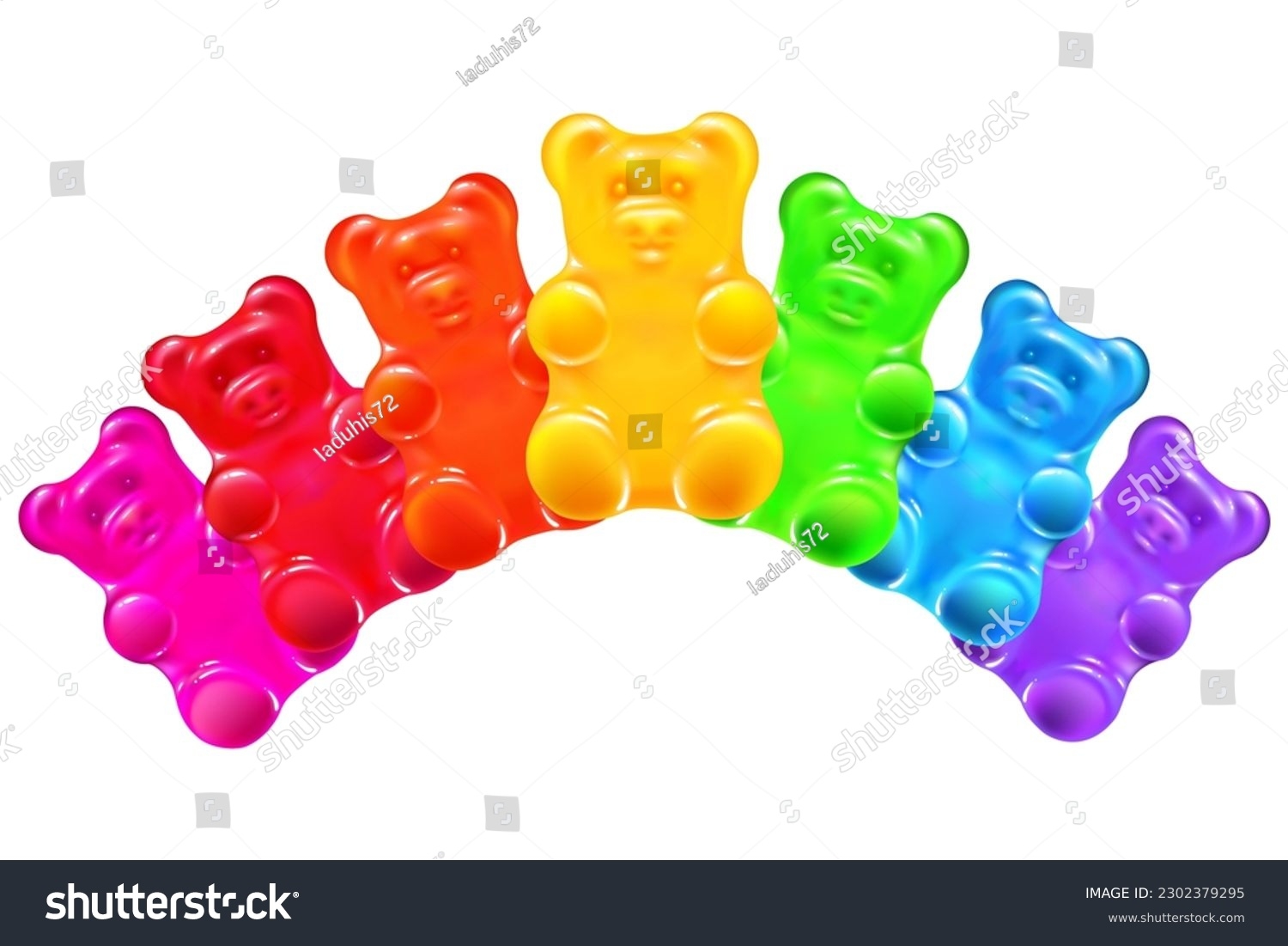 Vektor Stok Colored Cartoon Gummy Bears Rainbow Colors Tanpa Royalti 2302379295 Shutterstock