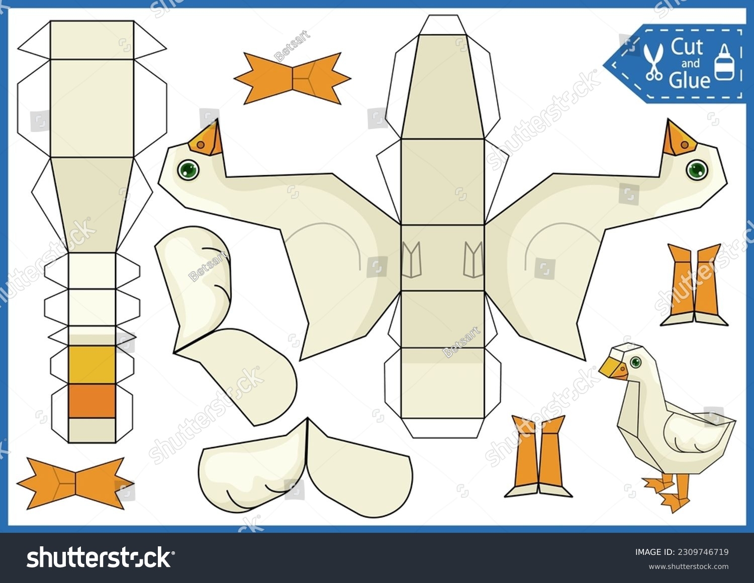 Vektor Stok Kids Paper Craft Activity Page Template Tanpa Royalti 2309746719 Shutterstock