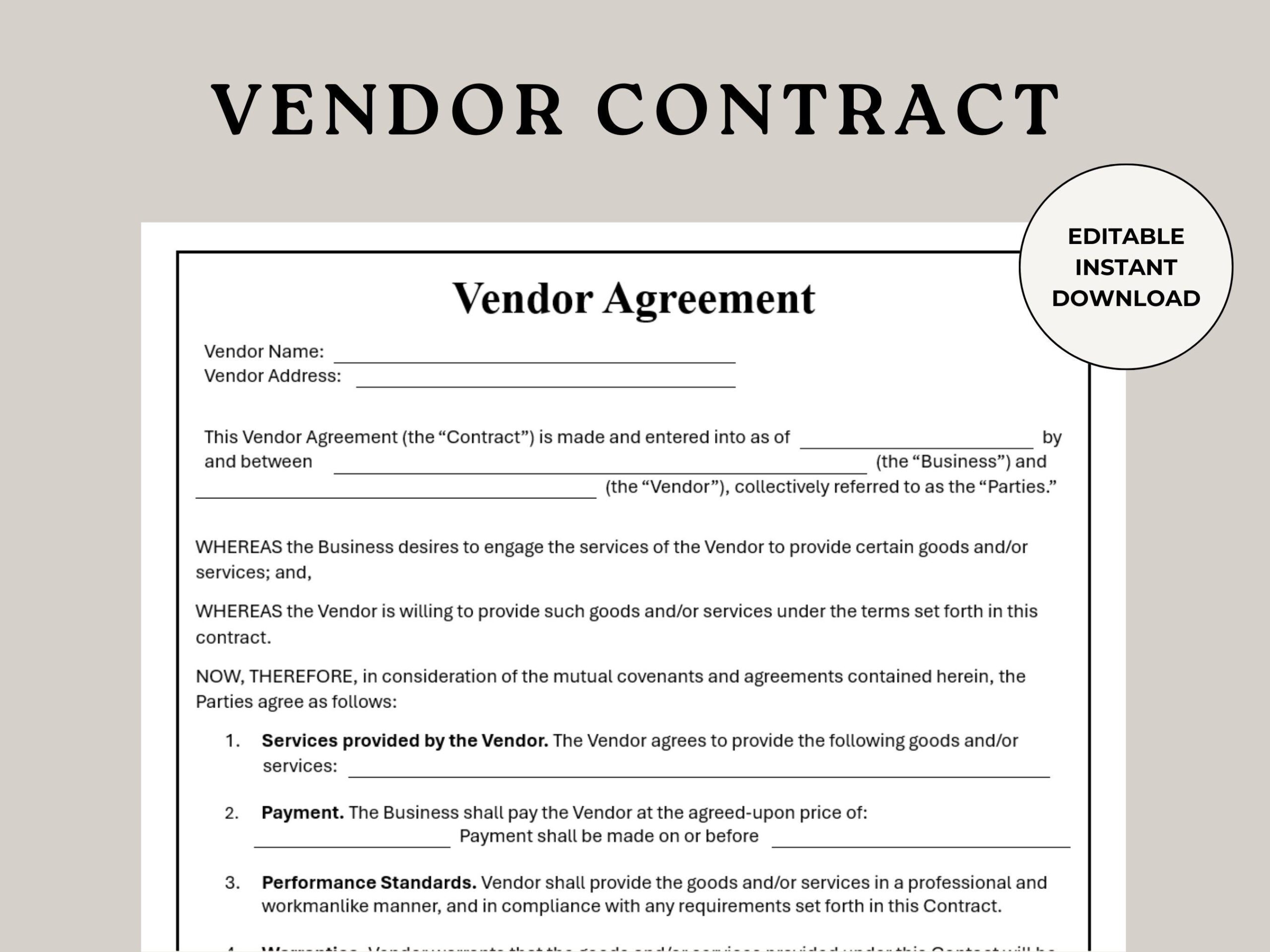 event vendor agreement template