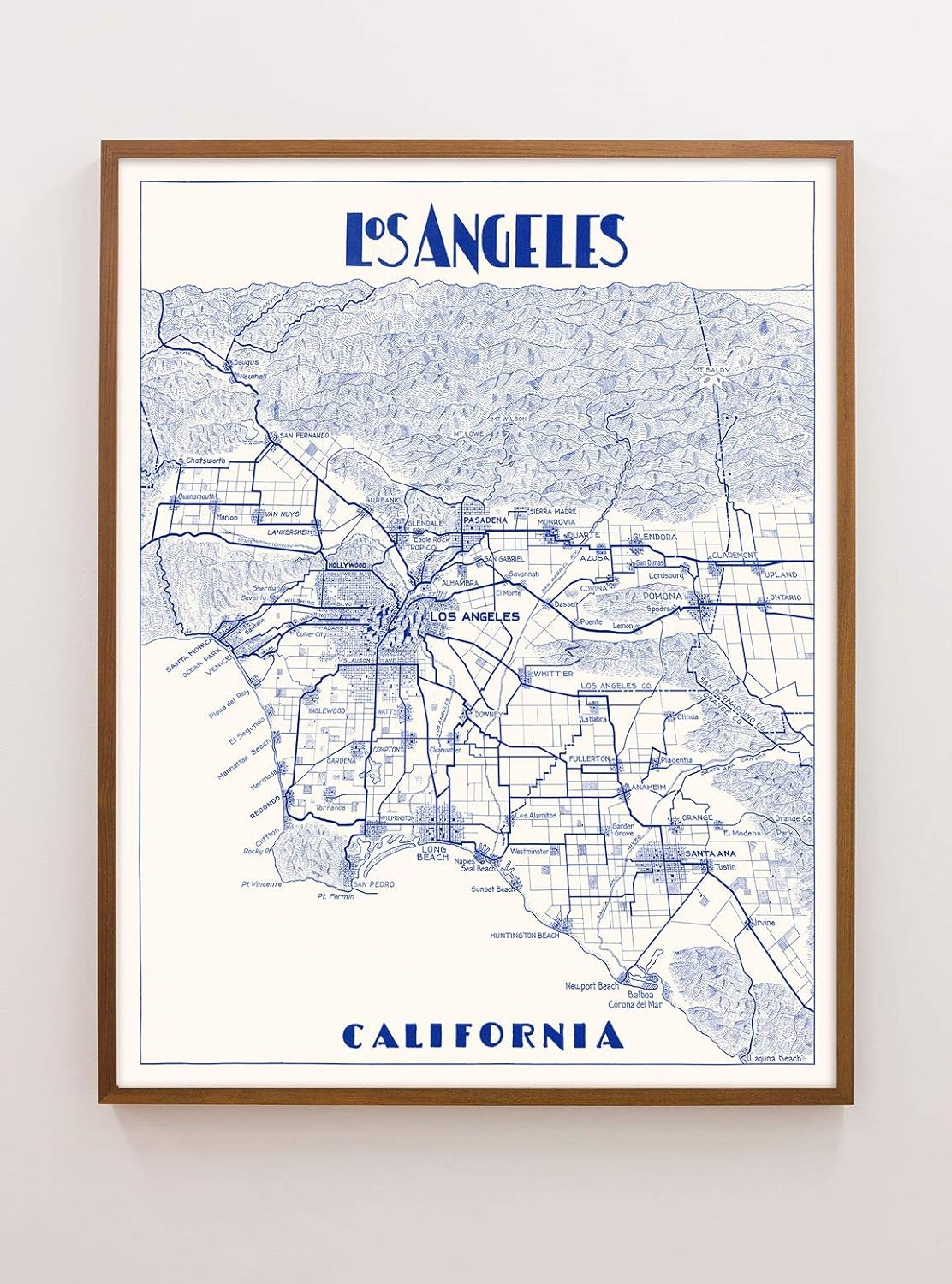 Vintage Los Angeles Peta Cetak Cetak Kota Peta Kota LA Dan Cetak Lingkungan Dibingkai 8 X 10 11 X 14 16 X 20 24 X 30