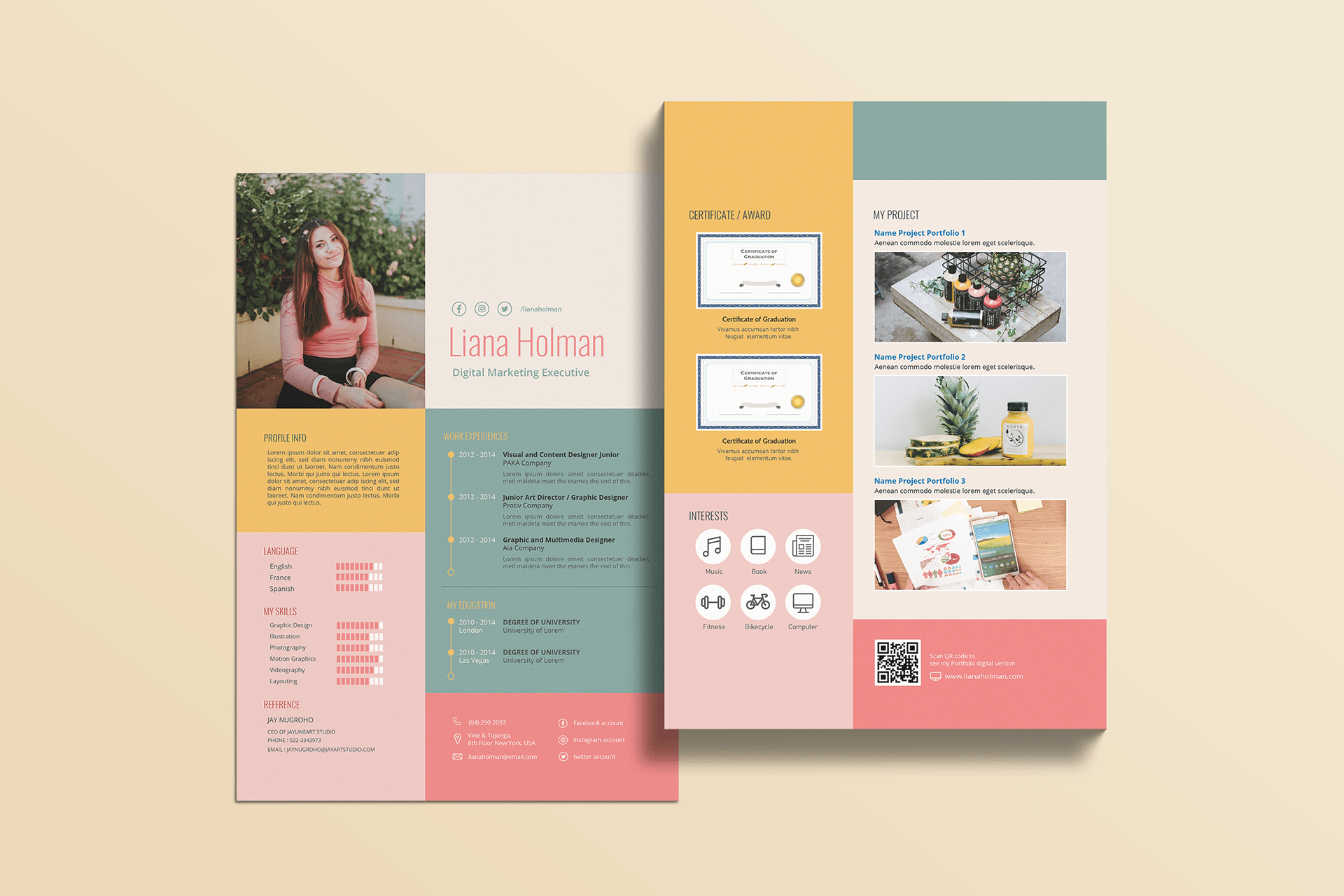 Vivid Colorful Resume Advanced Cv Template 5 Images Behance