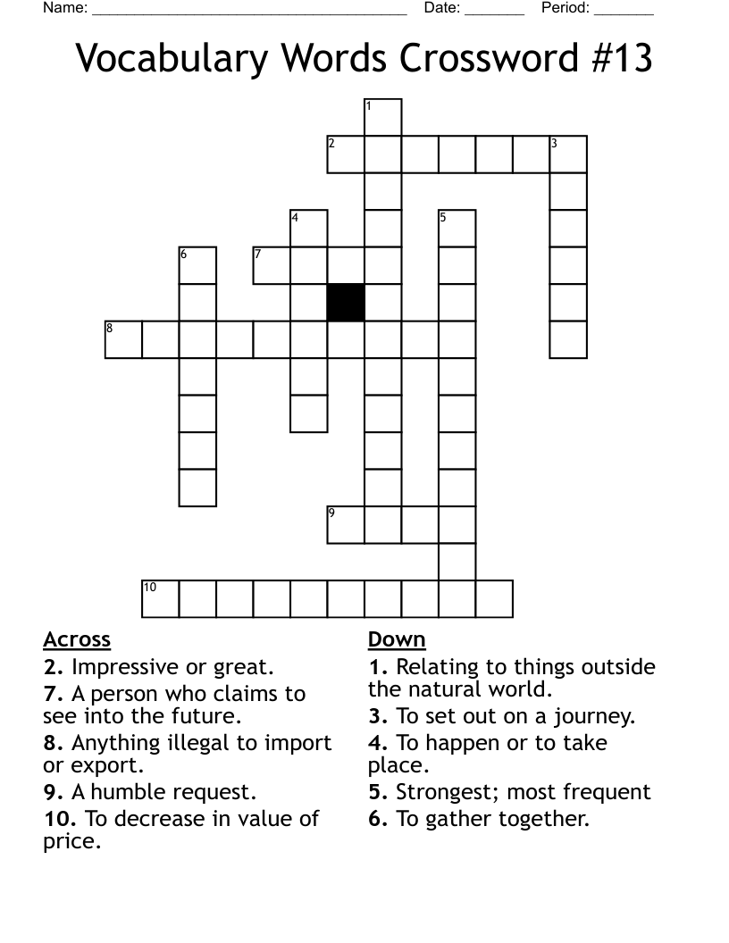 vocabulary puzzle template