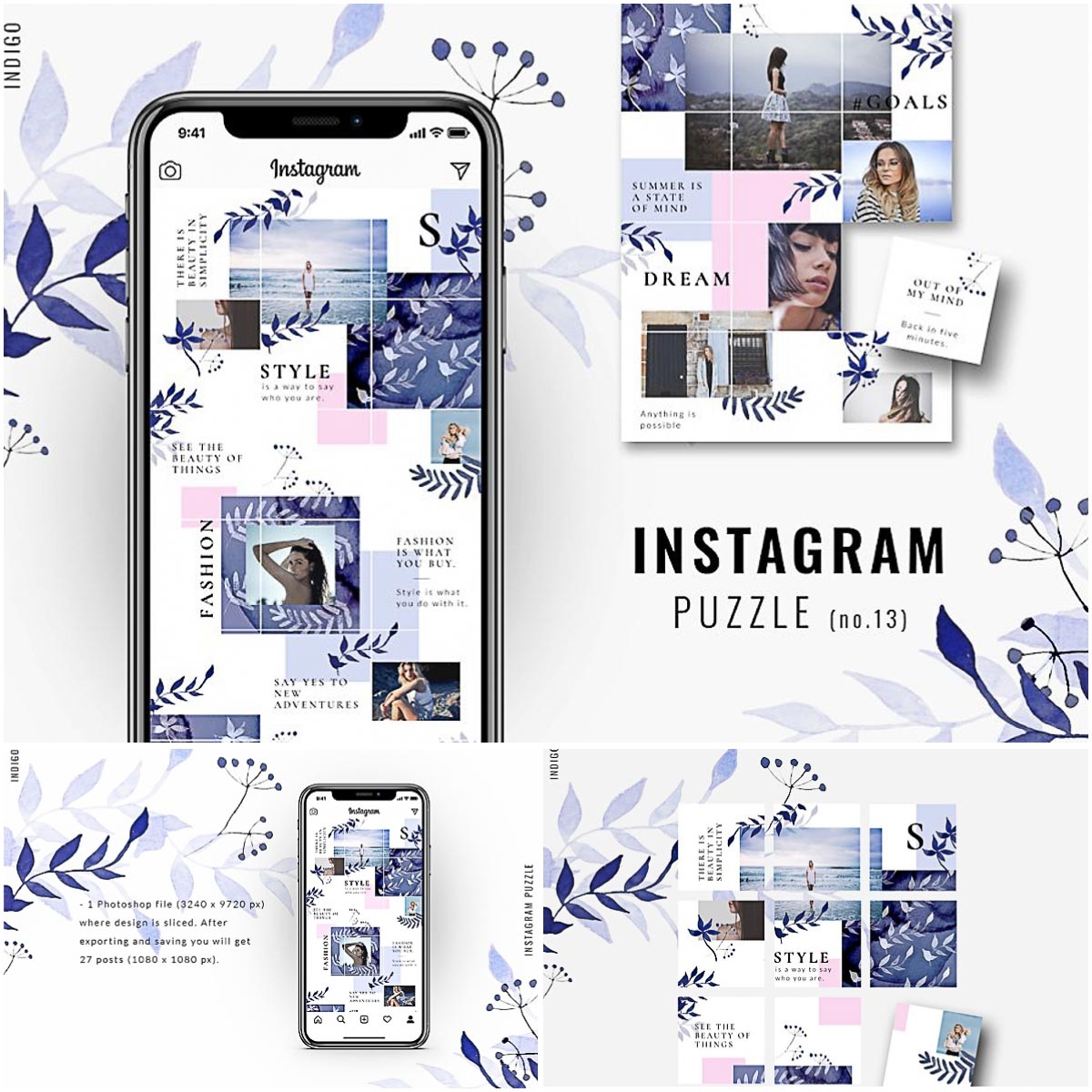 Watercolor Instagram Puzzle Template Free Download