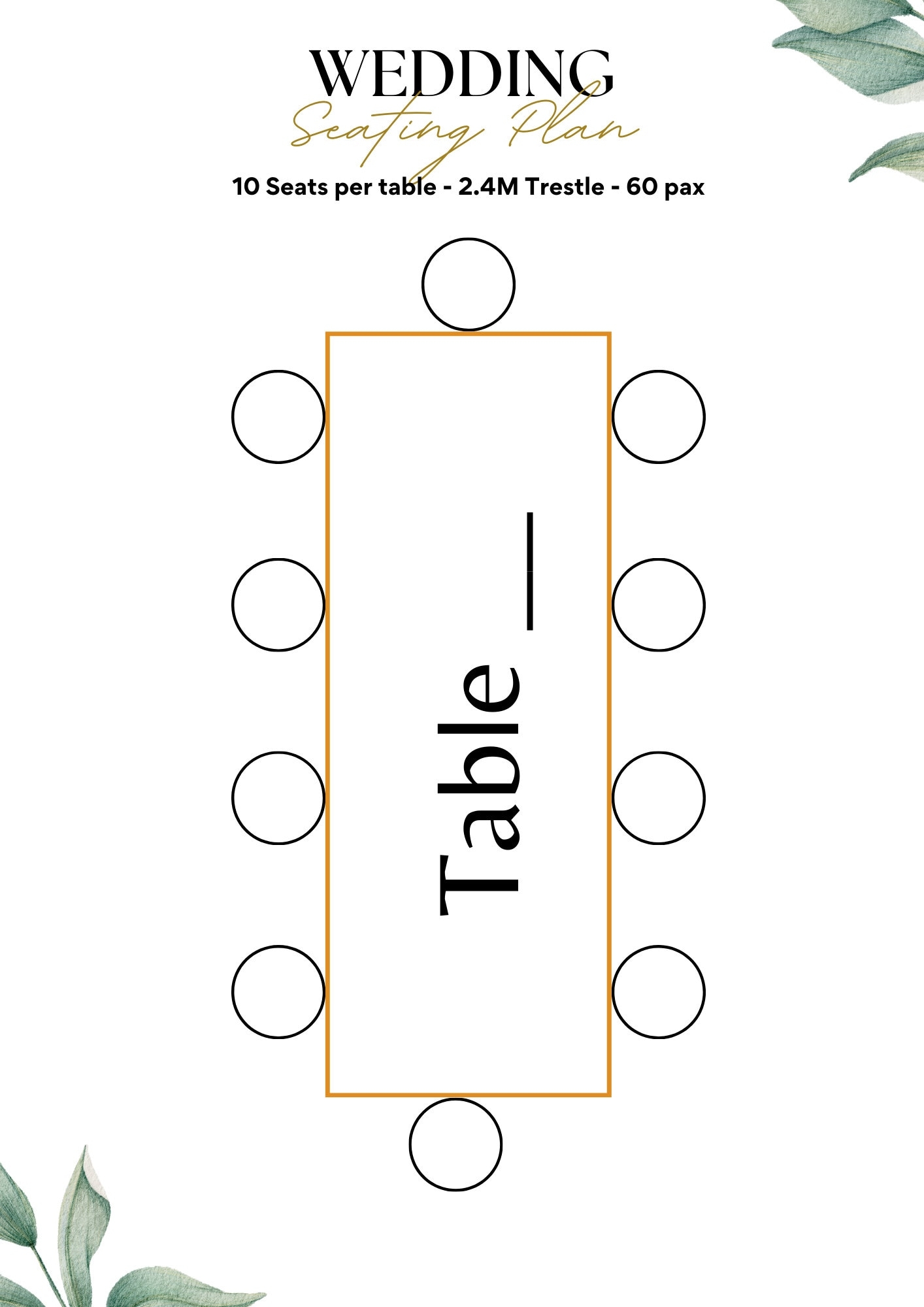 seating plan template rectangular table