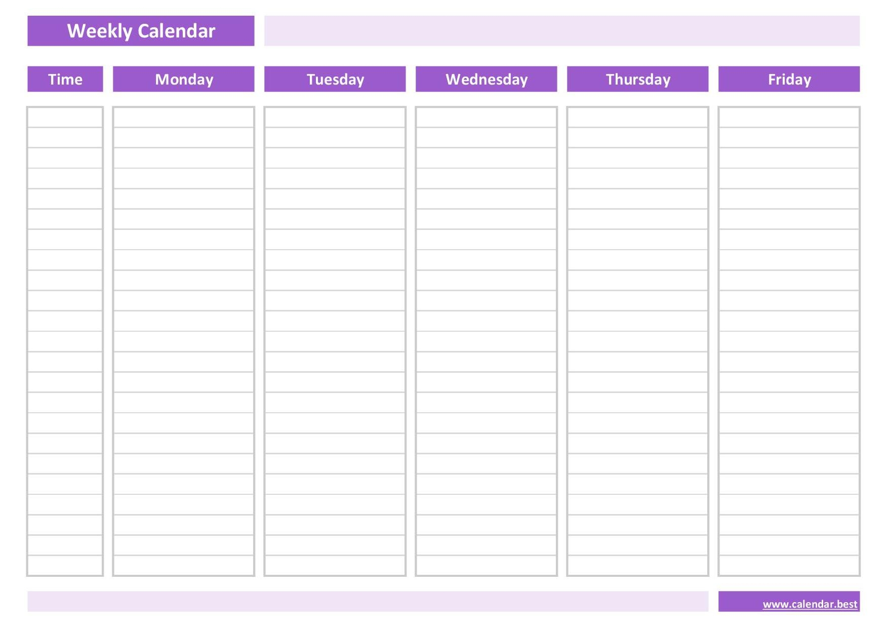 weekly schedule template printable pdf
