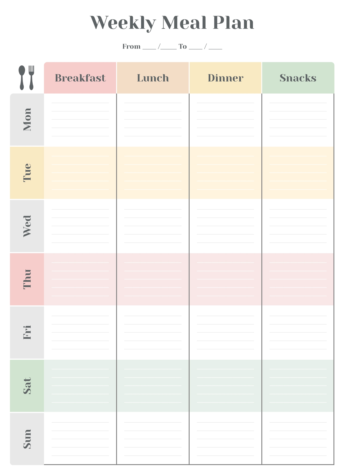 Weekly Menu Free Google Docs Template Gdoc io