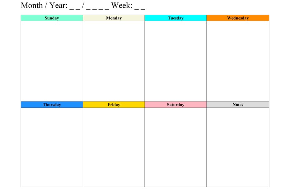 Weekly Schedule Planner Templates WORD EXCEL PDF