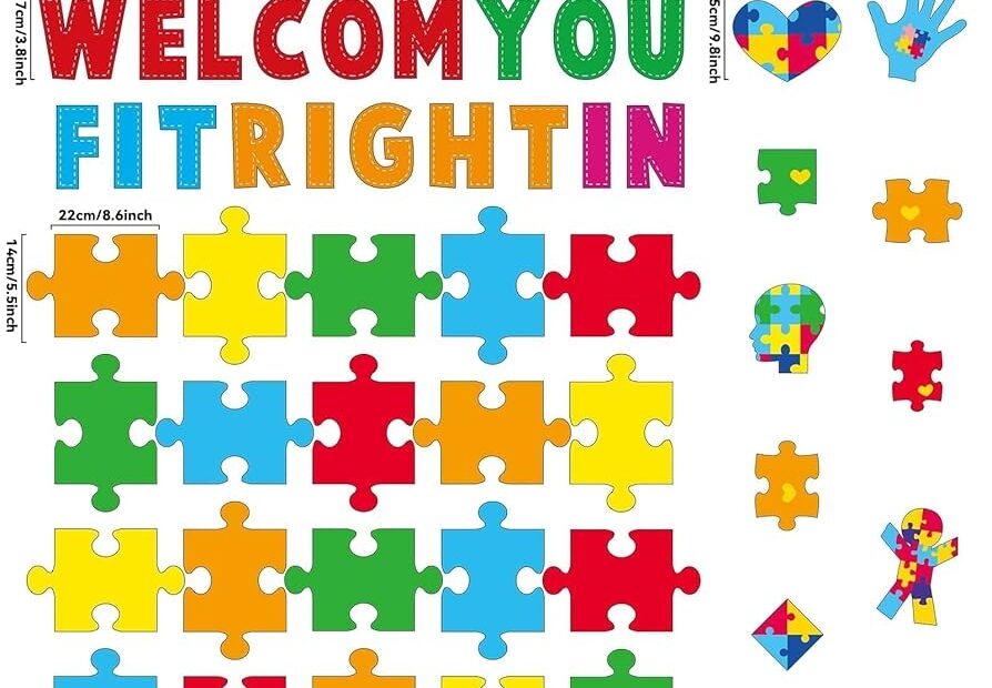 Welcome Bulletin Board Set Puzzle Pieces Bulletin Board Fit Right In Classroom Decoration Inspirational DIY Photo Craft For School Offices Classroom Decor Educational Party Supplies Amazon ca Office Products