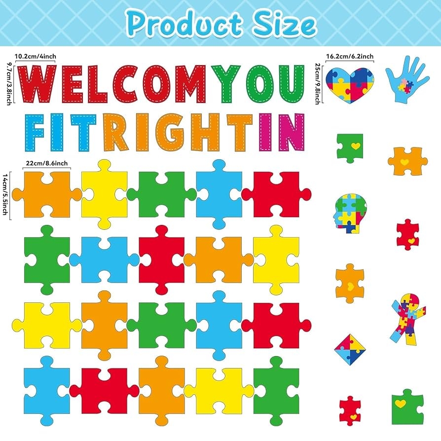 Welcome Bulletin Board Set Puzzle Pieces Bulletin Board Fit Right In Classroom Decoration Inspirational DIY Photo Craft For School Offices Classroom Decor Educational Party Supplies Amazon ca Office Products