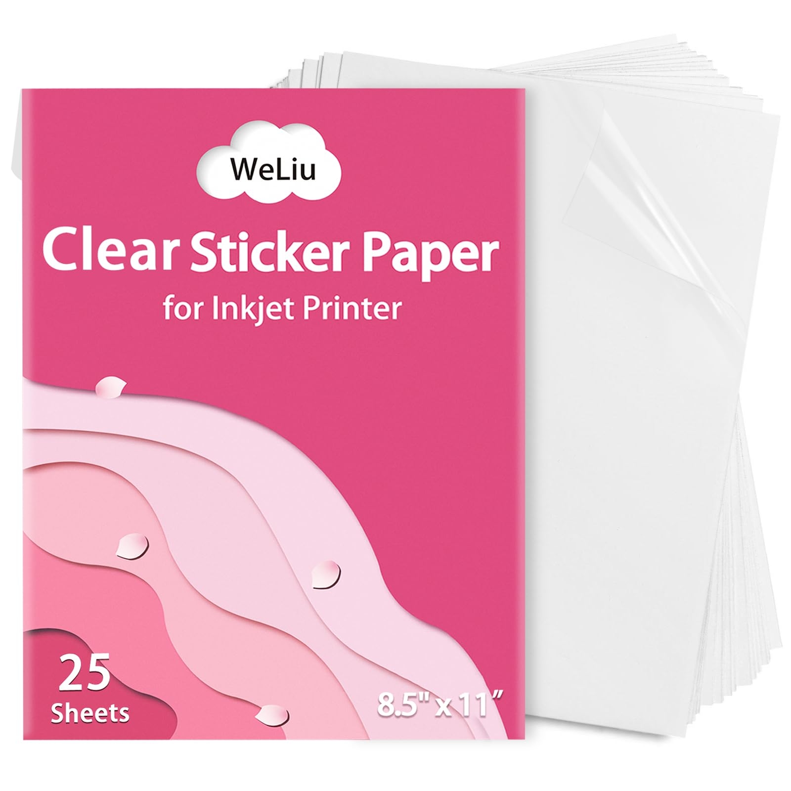 WeLiu Printable Transparent Sticker Paper Premium Clear Sticker Paper 8 5