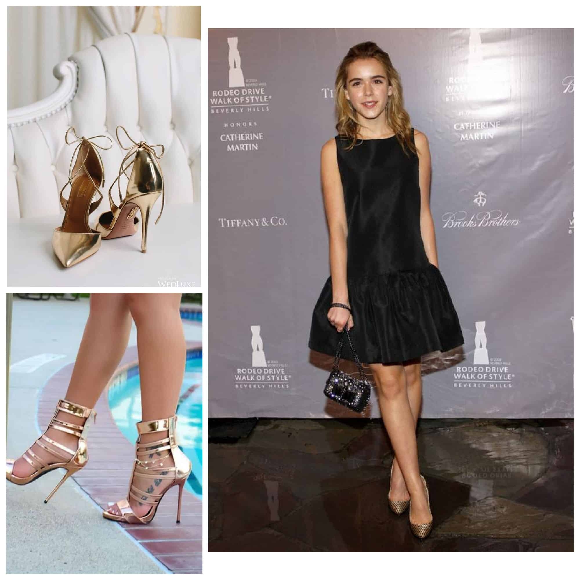 black dress with colored shoes