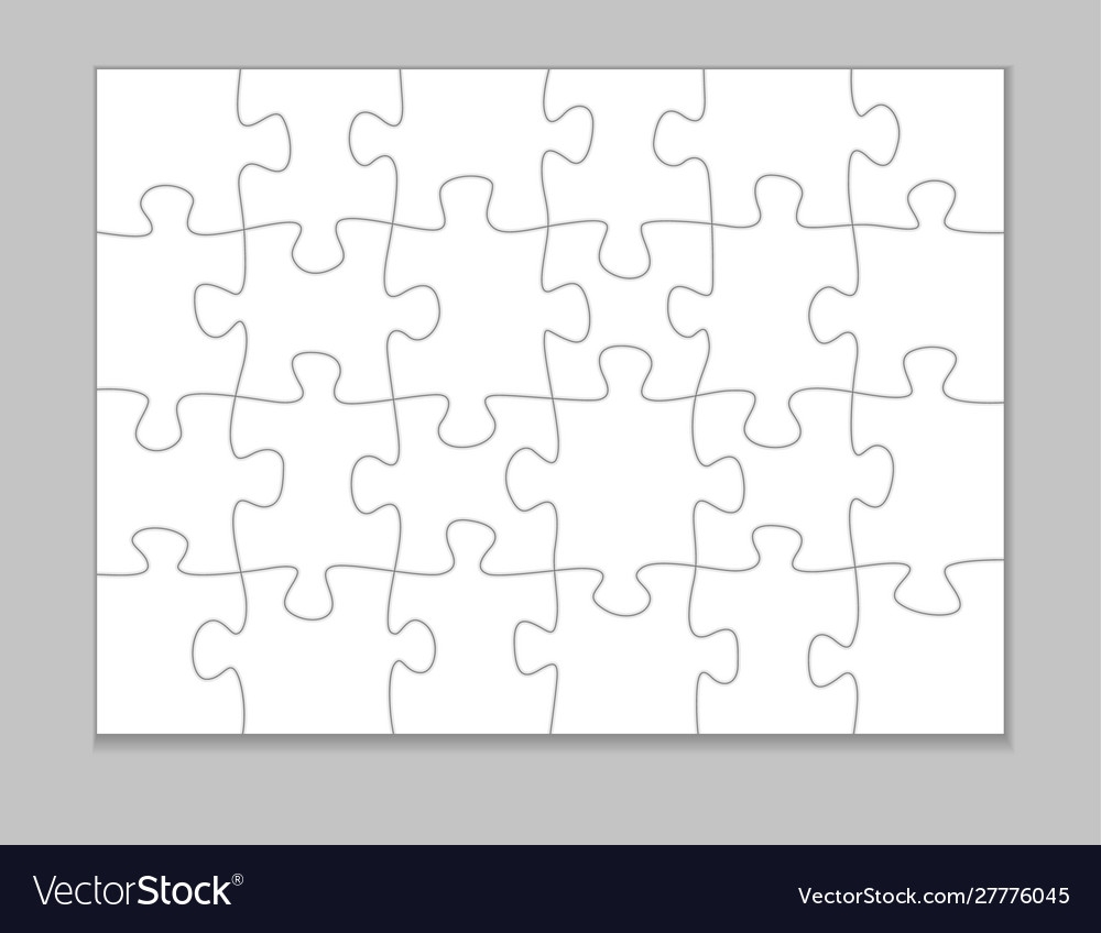 White Blank Puzzle Pieces Template Mockup Vector Image
