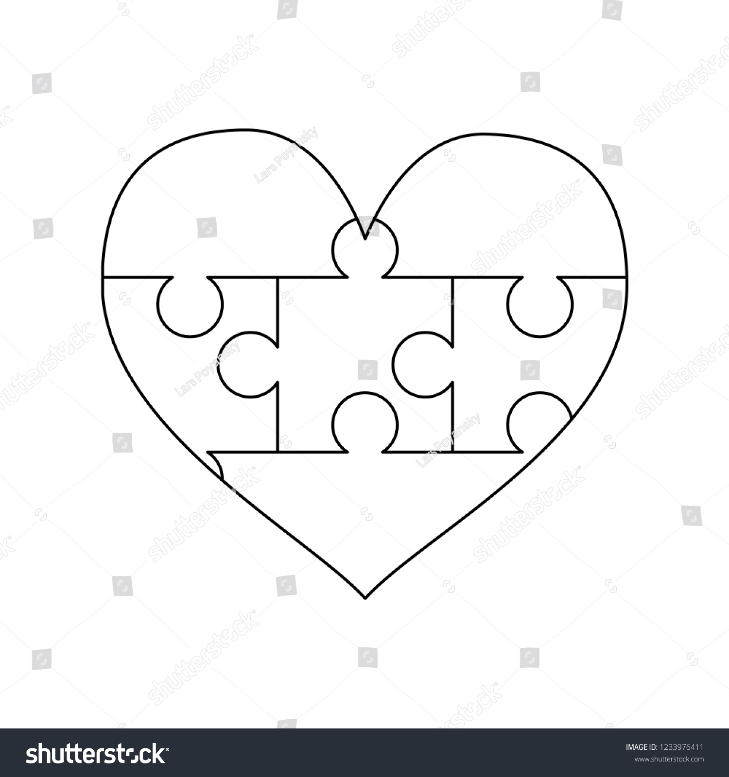 White Puzzles Pieces Arranged Heart Shape Stock Illustration 