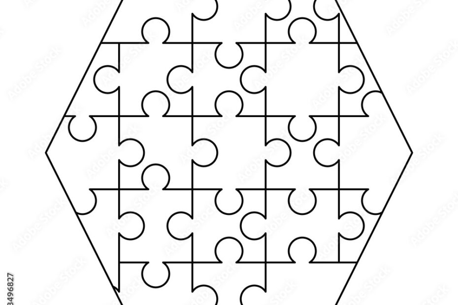 White Puzzles Pieces Arranged In A Hexagon Shape Jigsaw Puzzle