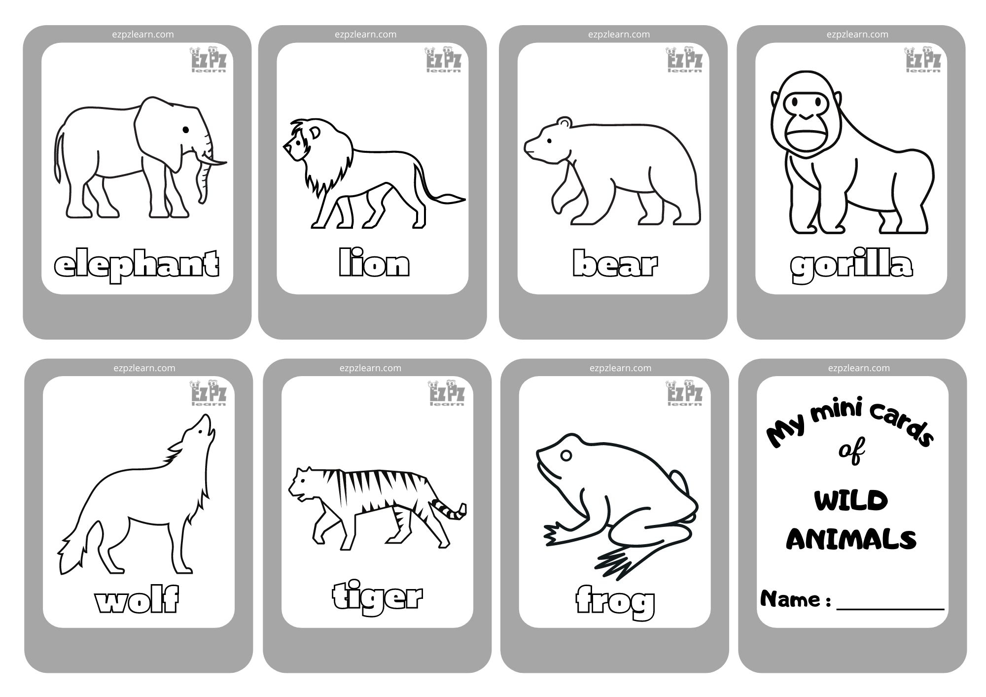 wild animals to color