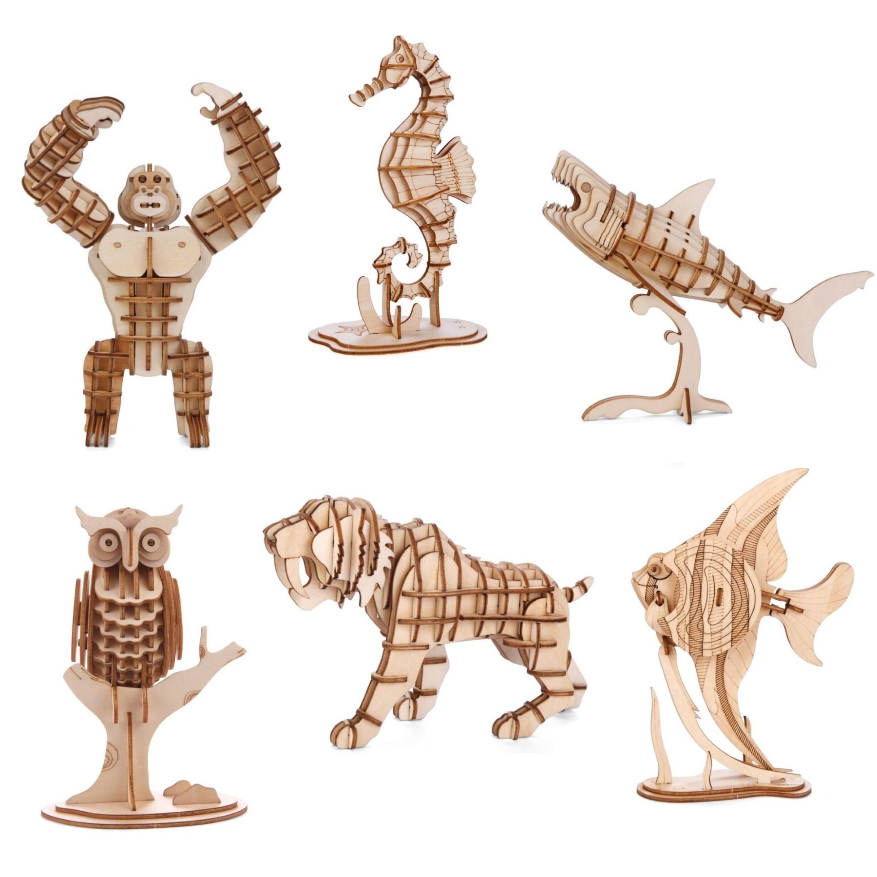 wood animal 3d puzzle templates