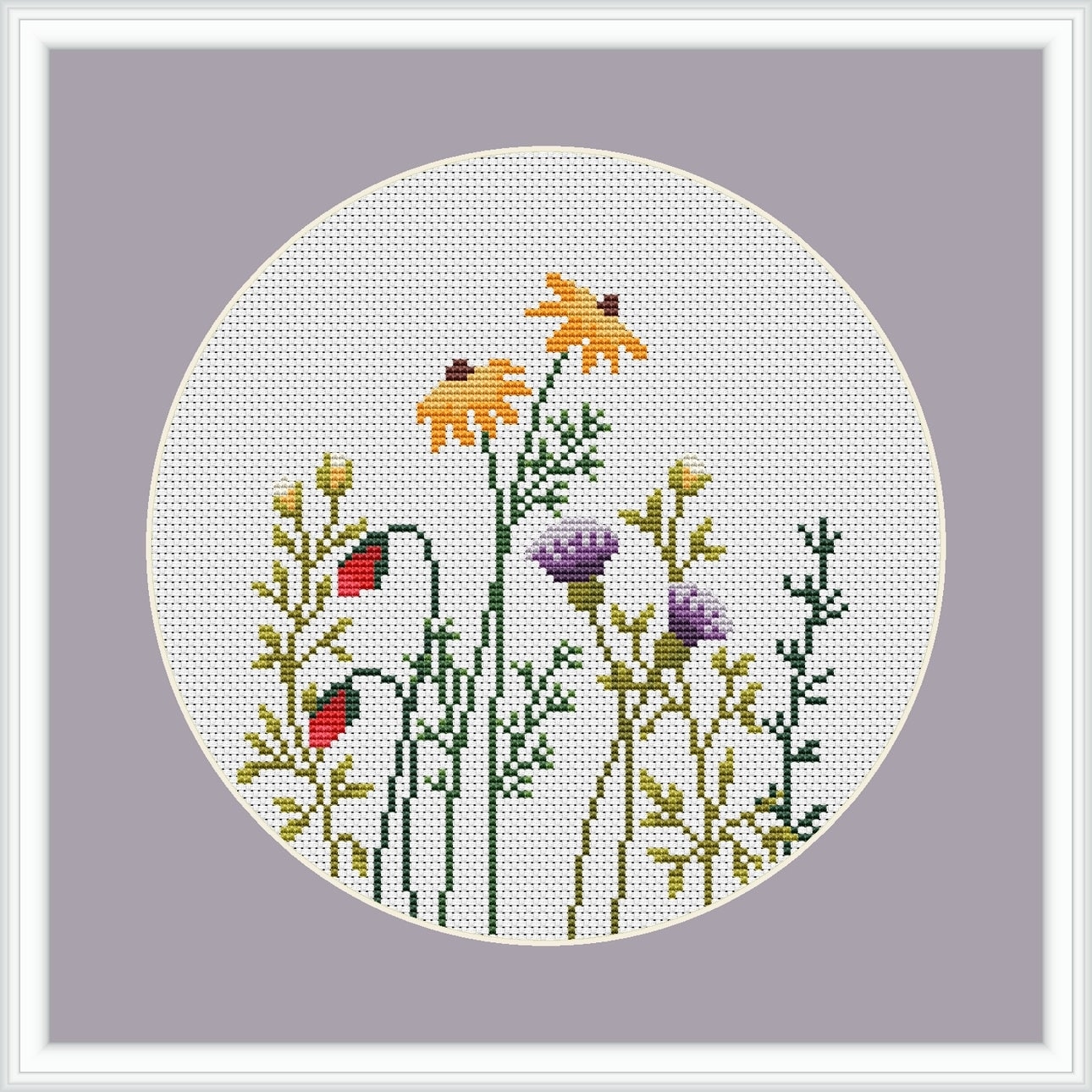 Wild Flowers Modern Cross Stitch Pattern Counted Cross Stitch 