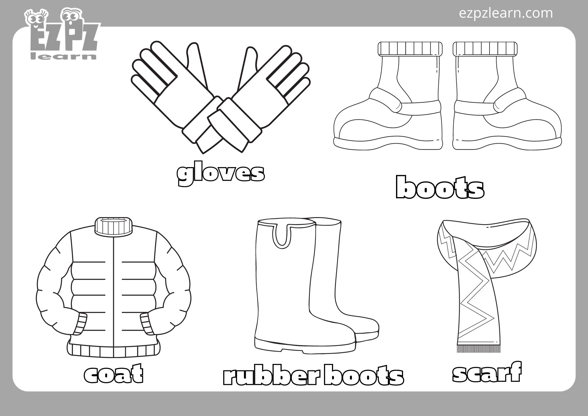 clothing pictures to color