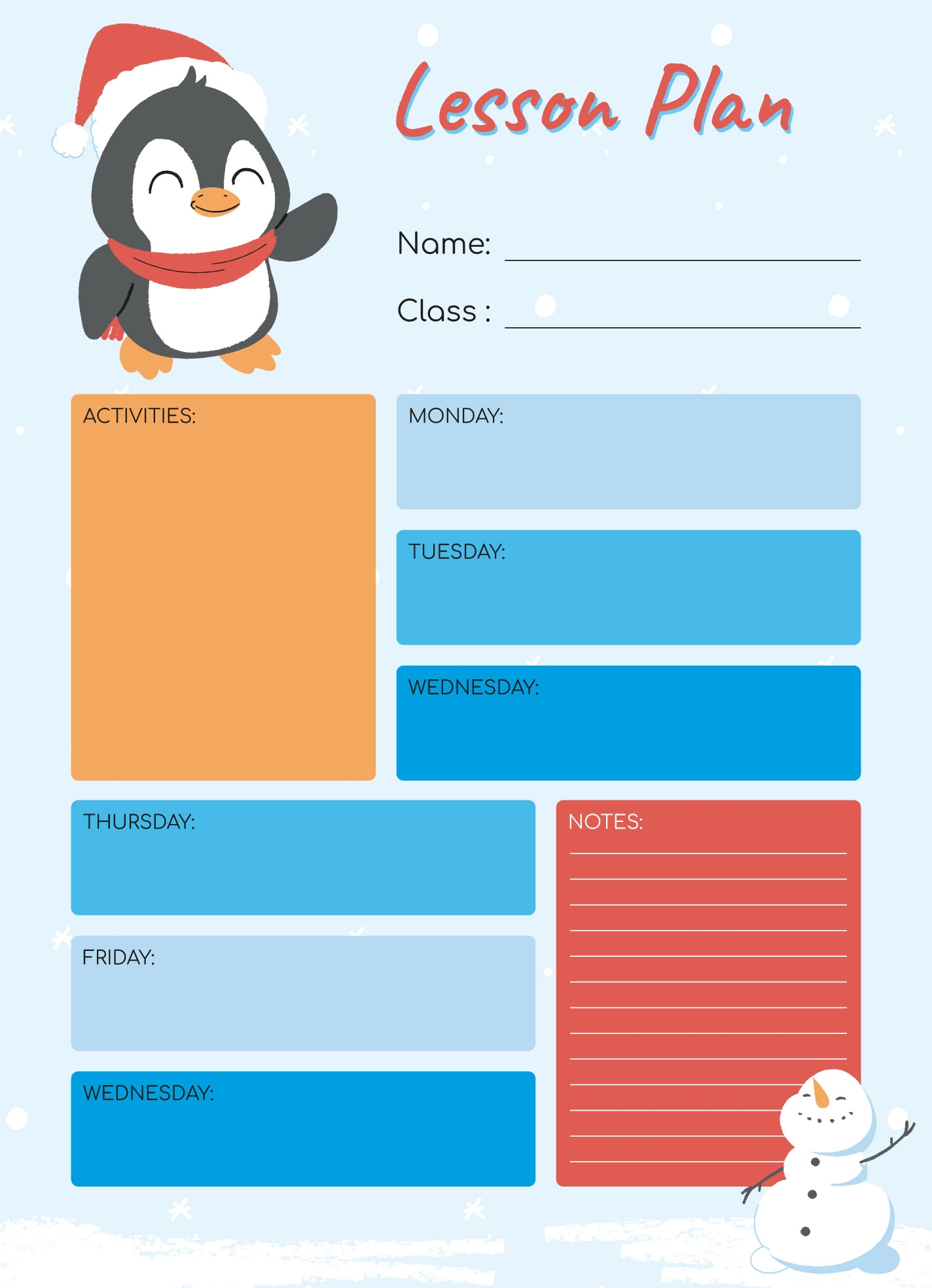 Winter Preschool Lesson Plan Free Google Docs Template Gdoc io