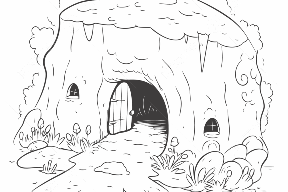 With Cave Coloring Pages Coloring Pages For Kids Printable Coloring Pages Free Coloring Pages Outline Sketch Drawing Vector Wing Drawing Ring Drawing Kid Drawing PNG And Vector With Transparent Background For Free