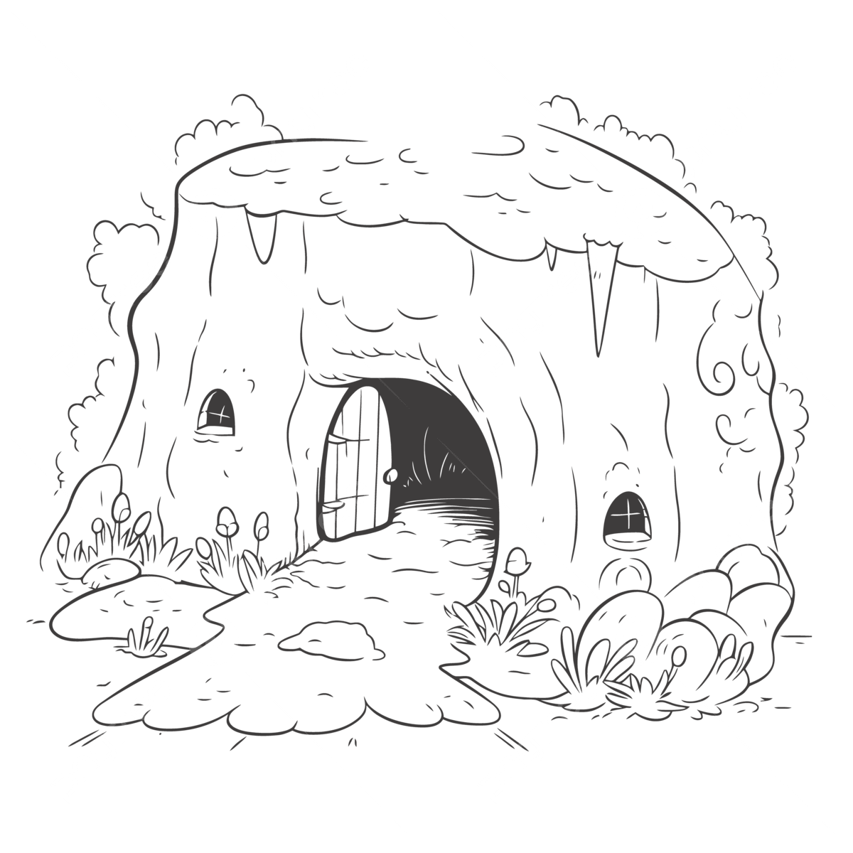 With Cave Coloring Pages Coloring Pages For Kids Printable Coloring Pages Free Coloring Pages Outline Sketch Drawing Vector Wing Drawing Ring Drawing Kid Drawing PNG And Vector With Transparent Background For Free