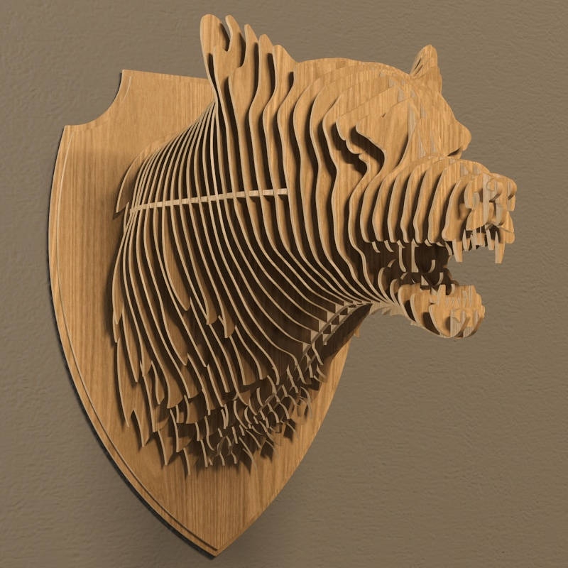 Wolf Head Trophy 3d Puzzle Plan Vector File