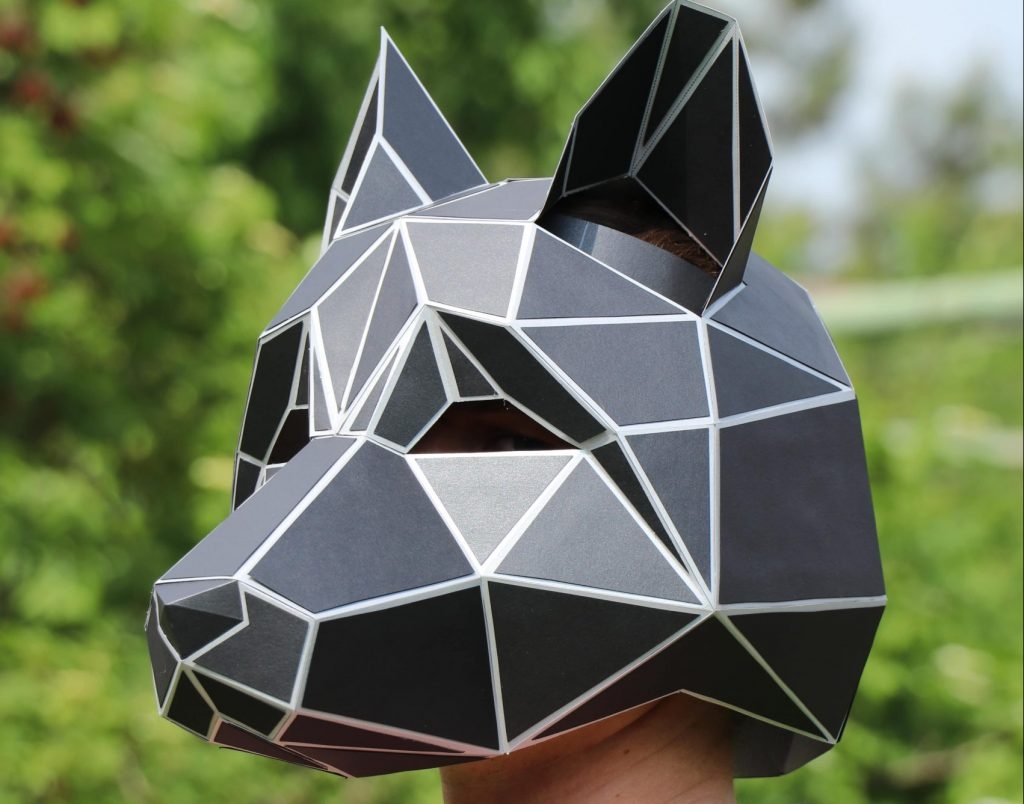 wolf pdf 3d paper mask template free printable