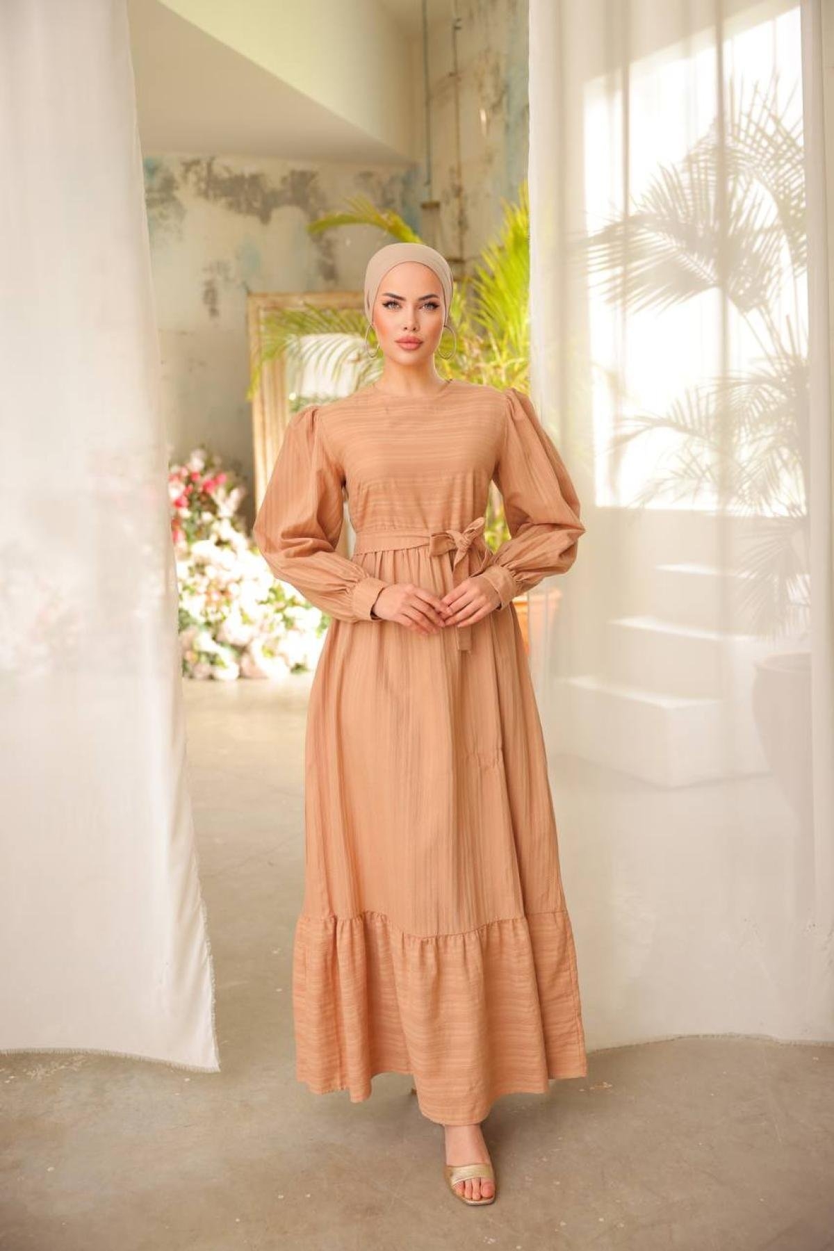 Women Linen Maxi Dress Wholesale Mocha Color Wholesale Dress