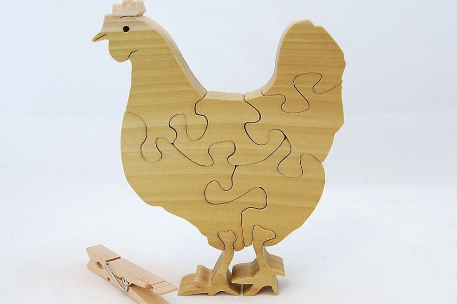 Wooden Hen Puzzle That Stands Up Chicken Shelf Sitter Art Animal Desk Toy Chicken Wood Jigsaw Personalize Custom Name Option Etsy