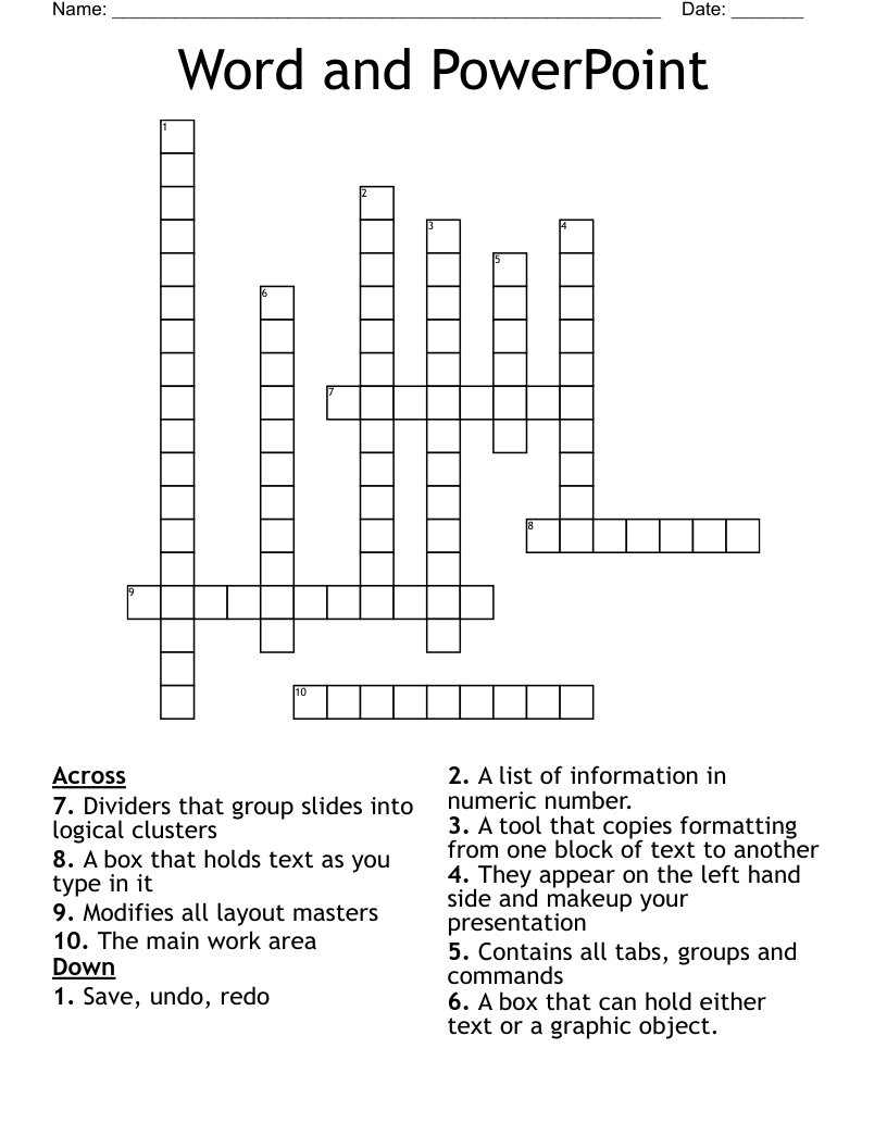 Word And PowerPoint Crossword WordMint