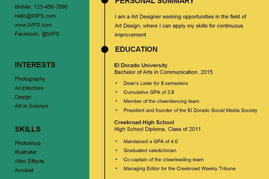 WORD Of Creative Colorful Resume docx WPS Free Templates