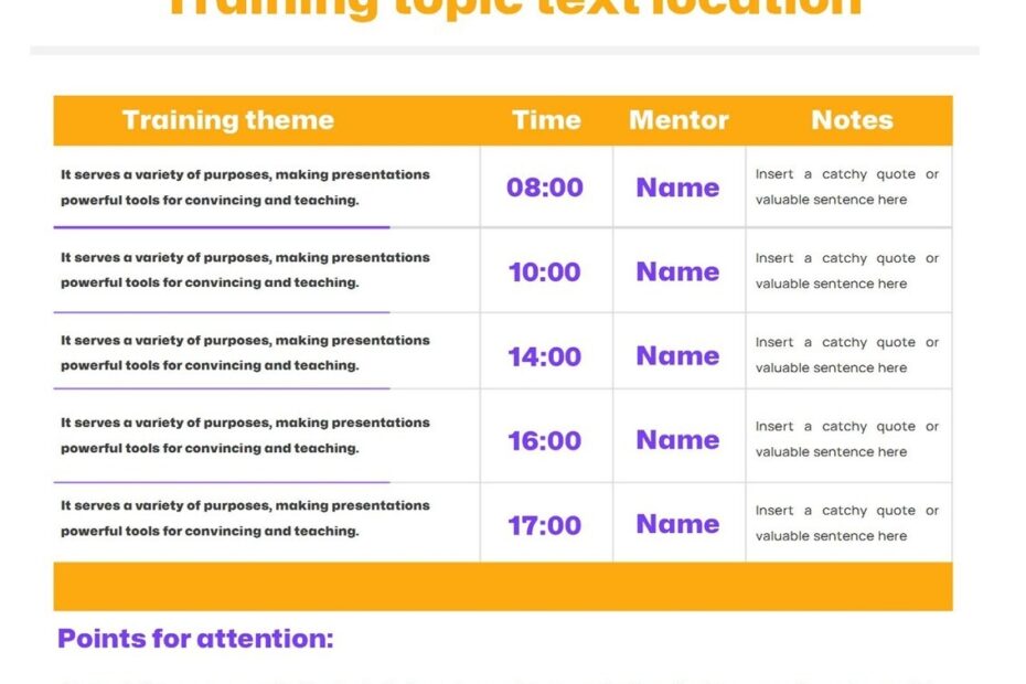 WORD Of Training Schedule docx WPS Free Templates