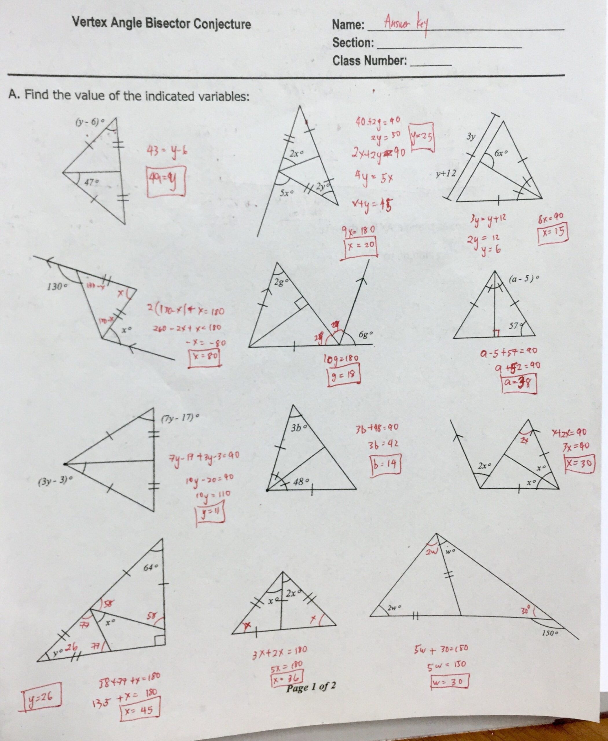 Worksheet Triangle Sum And Exterior Angle Theorem Geometry Worksheets Library