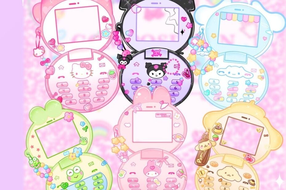 Y2K Kawaii Flip Phone Glitter Epoxy Doublesided Keychains Etsy