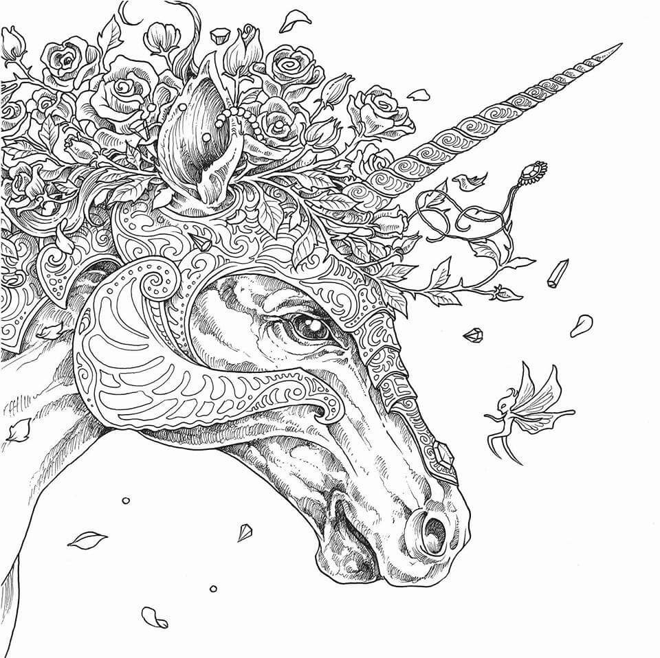 hard unicorn pictures to color