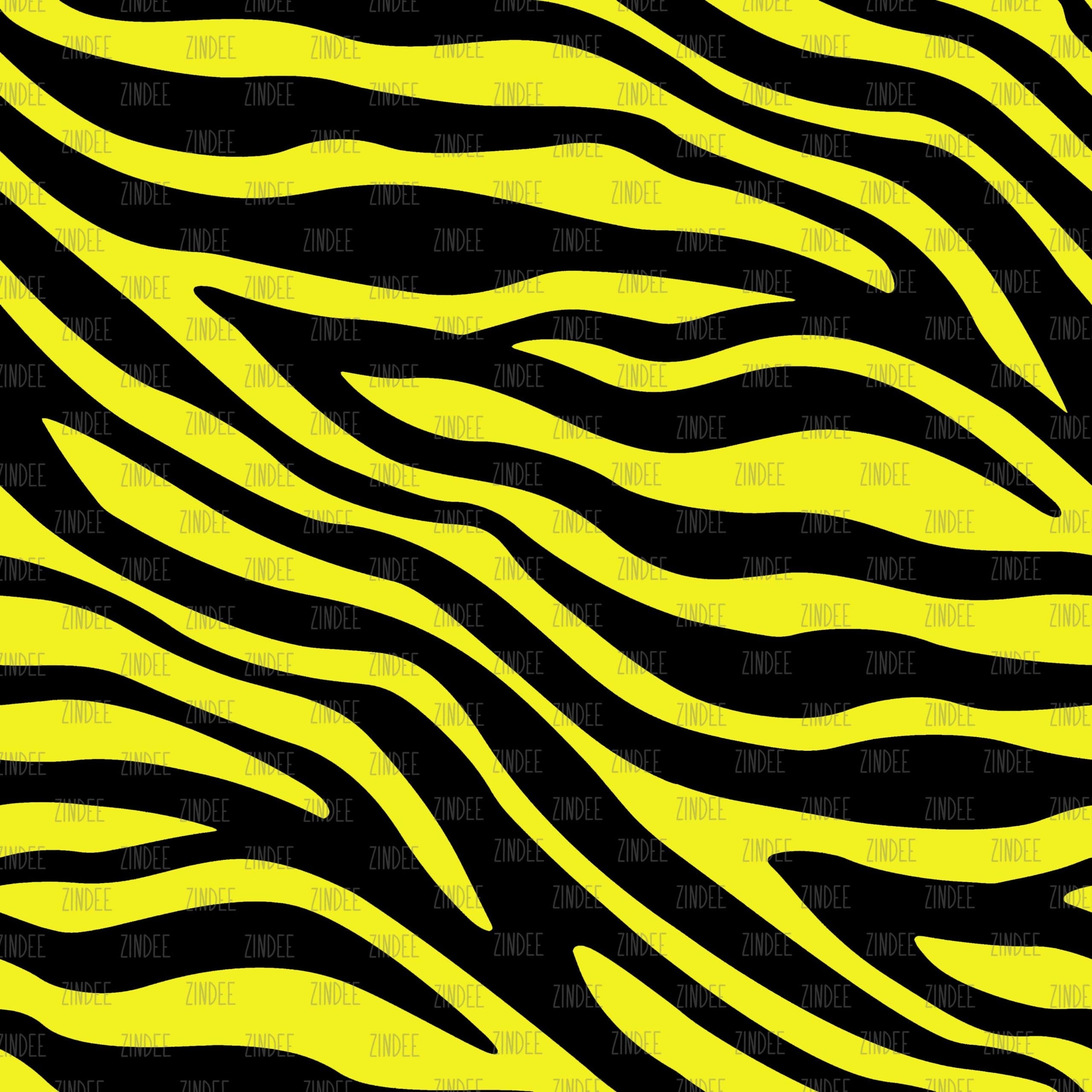 Zebra Print Yellow Black Seamless digital Paper Zindee