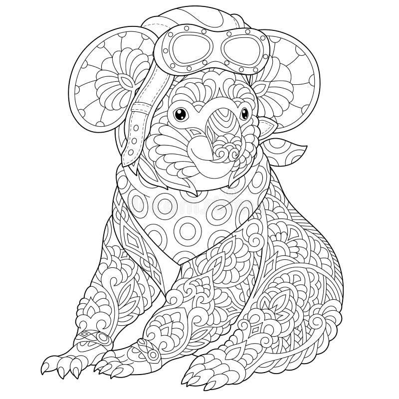 Zentangle Koala Bear Coloring Page Stock Vector Illustration Of 