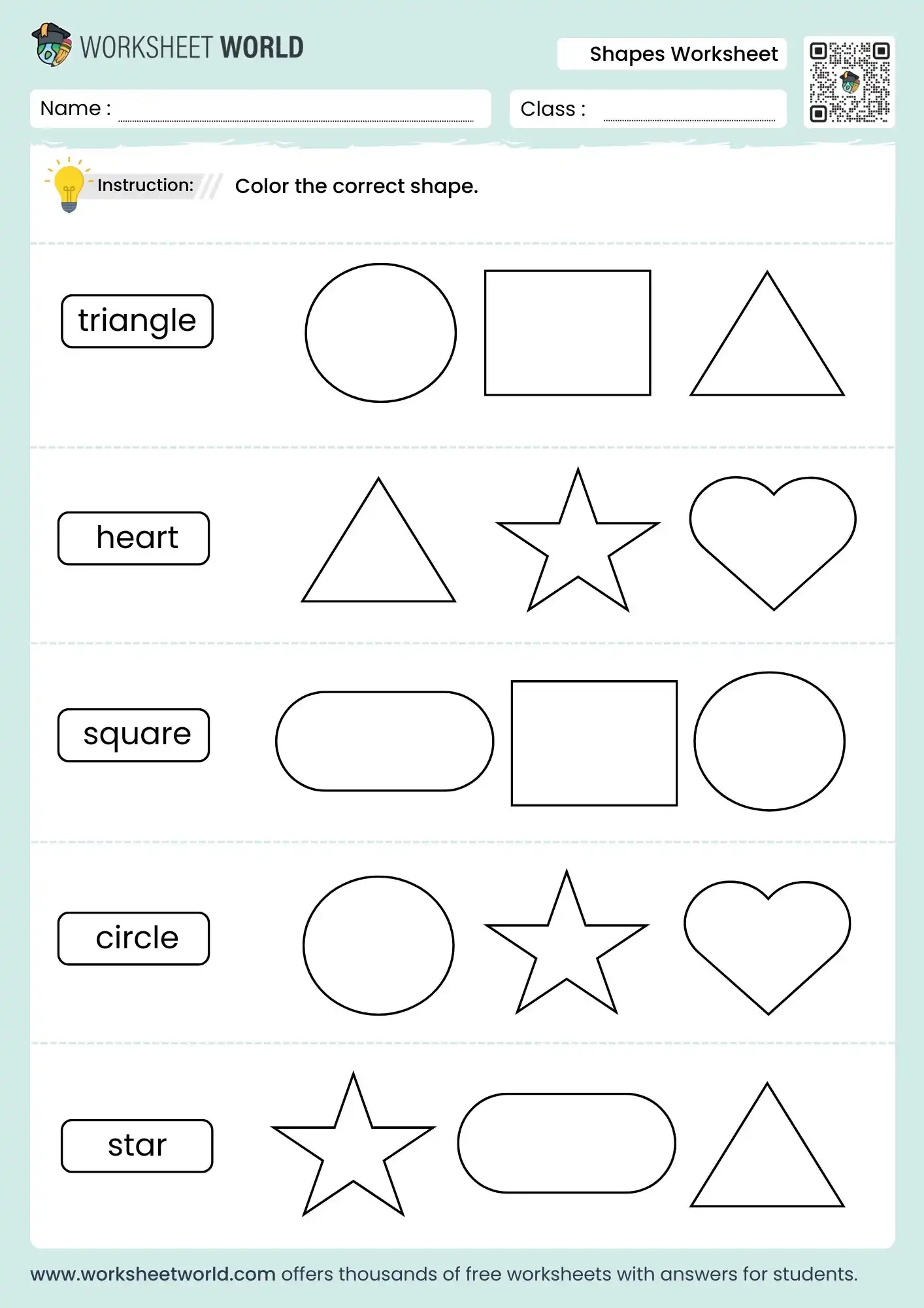 Colours And Shapes Worksheet For Preschool And Kindergarten Worksheet World