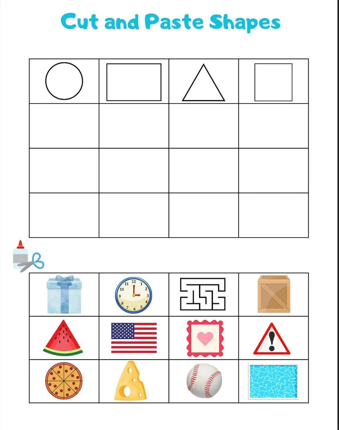 Cut And Paste Shape Worksheet Etsy Cut And Paste Shape Worksheet Etsy