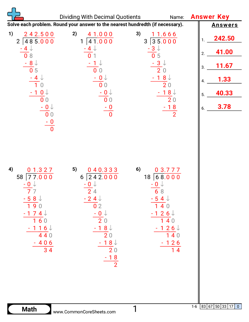 Dividing With Decimal Quotients Worksheet Download Dividing With Decimal Quotients Worksheet Download