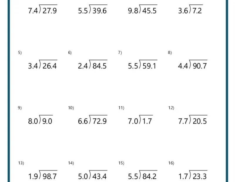 Division With Decimals Worksheets K12 Math Worksheets
