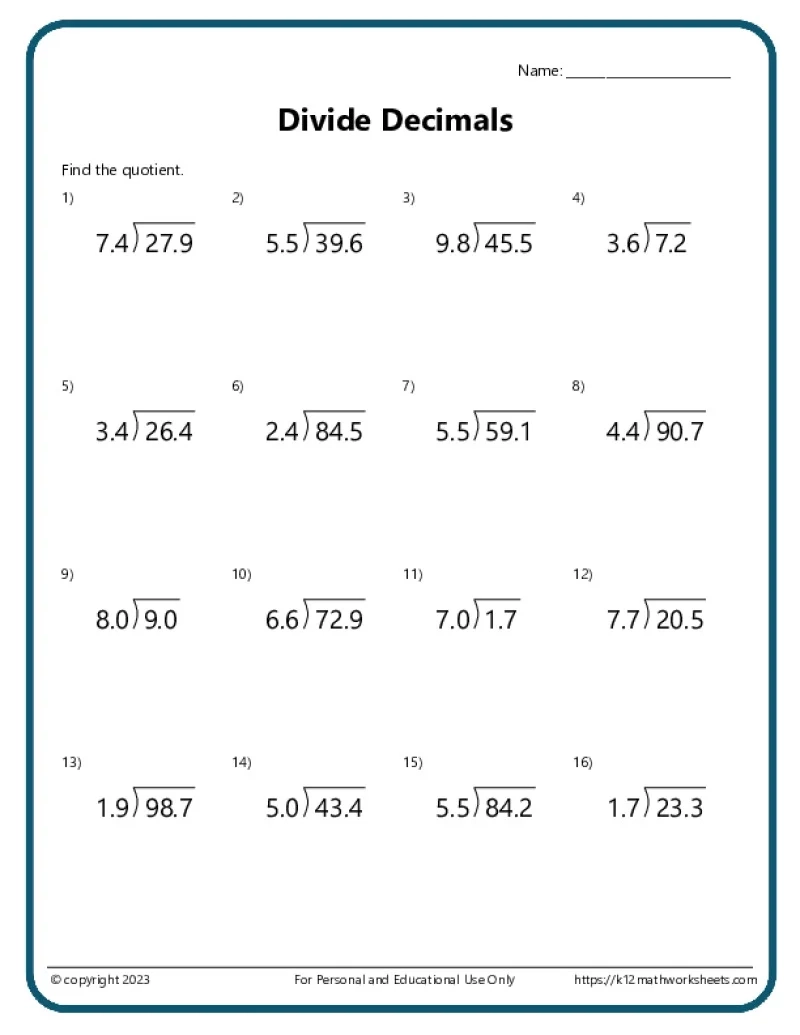 Division With Decimals Worksheets K12 Math Worksheets Division With Decimals Worksheets K12 Math Worksheets