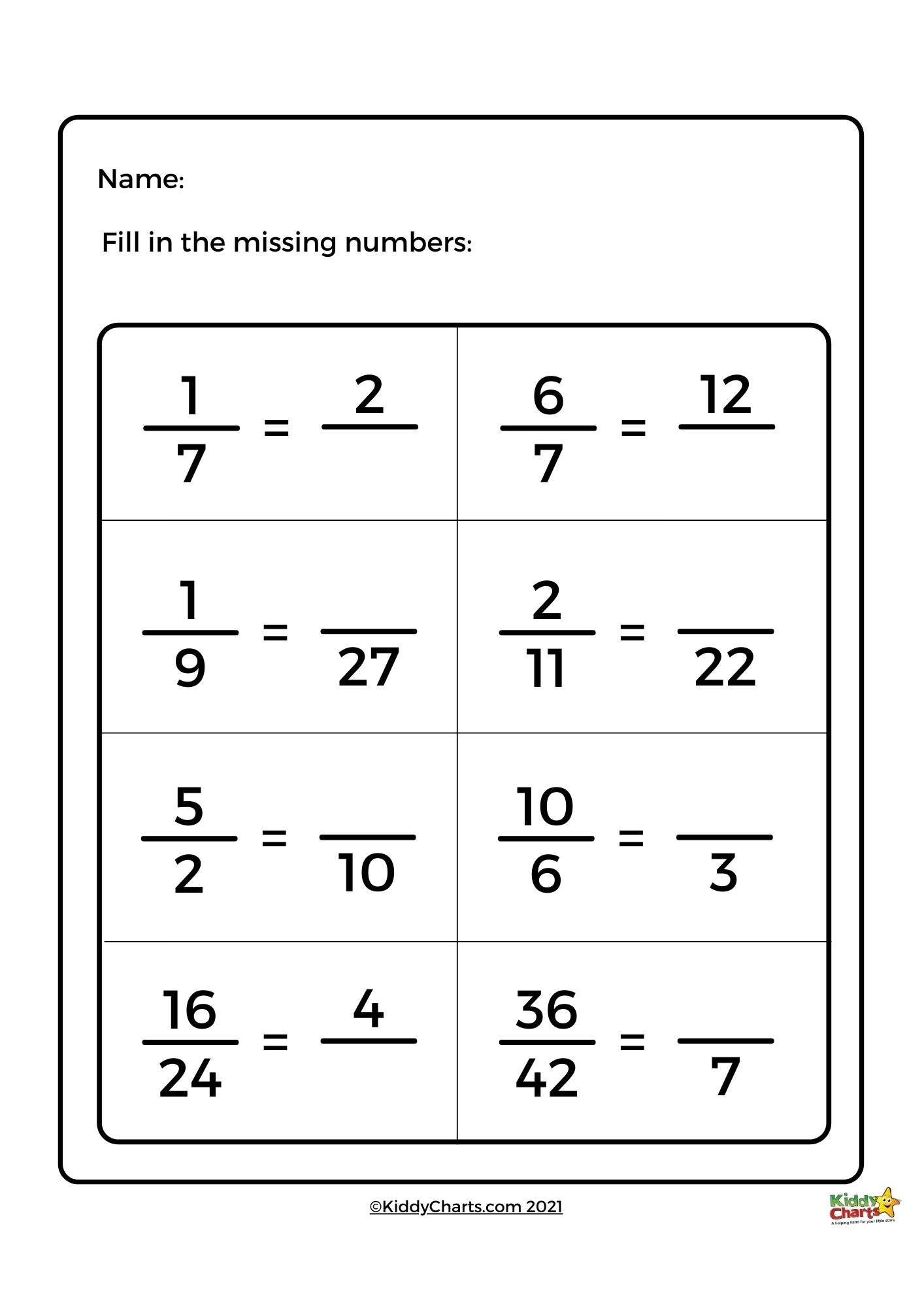 worksheets for equivalent fractions