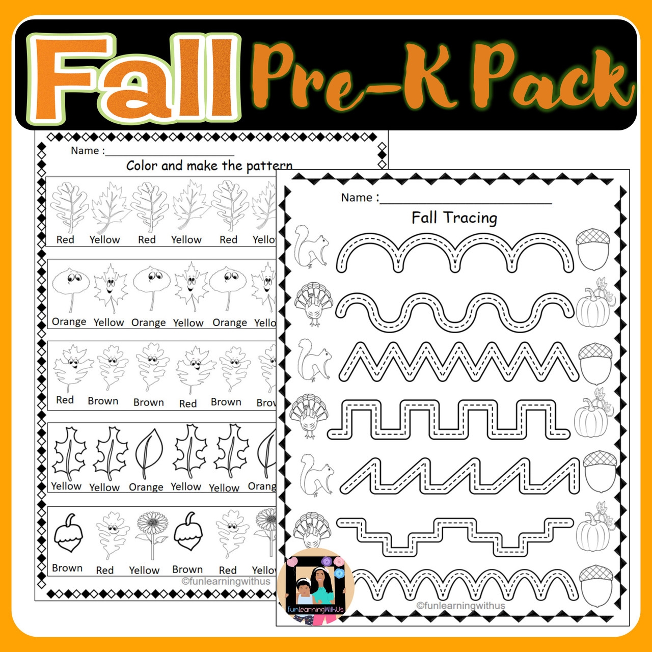 Fall Learning Activities Pack For Preschool Pre K Autumn Season Worksheets Fall Learning Activities Pack For Preschool Pre K Autumn Season Worksheets